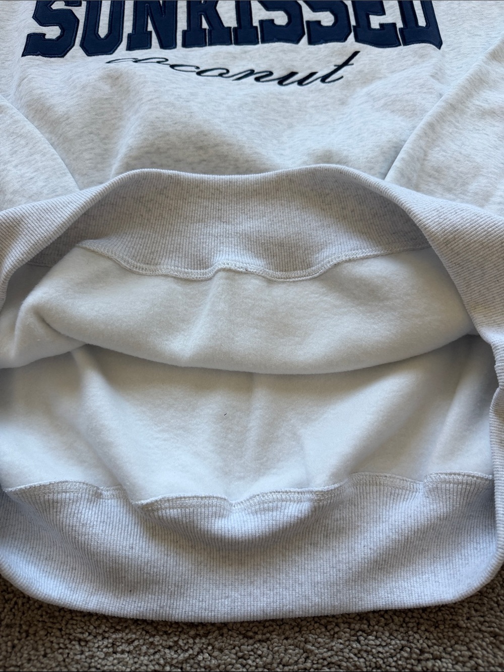 SUNKISSED Coconut Cursive Crewneck Sweatshirt Light Gray - Picture 5 of 9